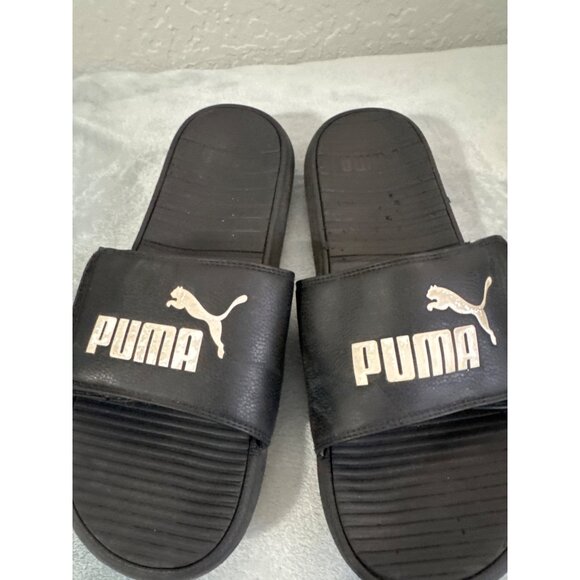 Puma Men's Slide Cool Cat Black/White Slides Sandals Flip Flops Slip On Size 11 - Picture 5 of 5